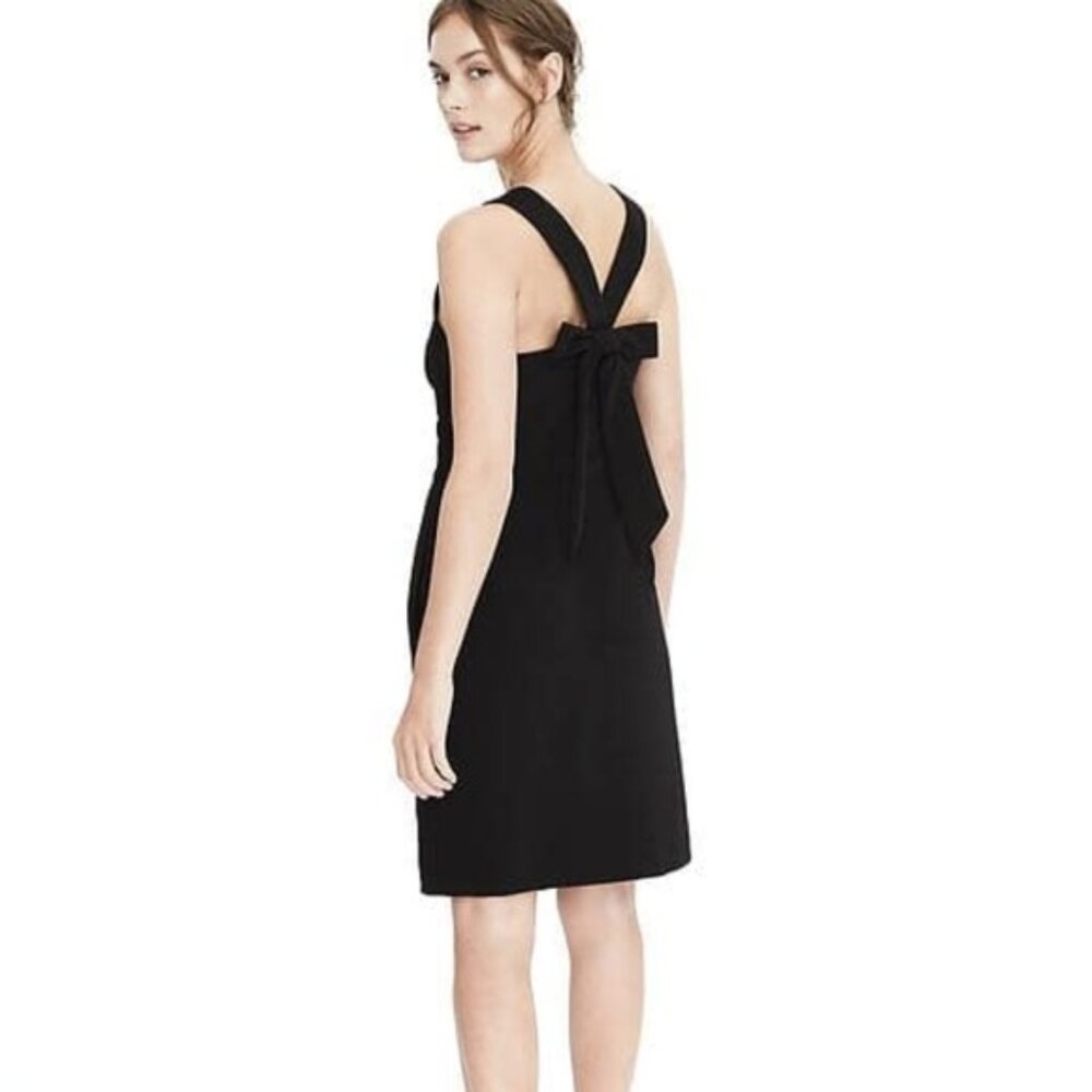 Banana Republic Bow Back Classic Sleeveless Holiday‎ Chic Cocktail Dress Black